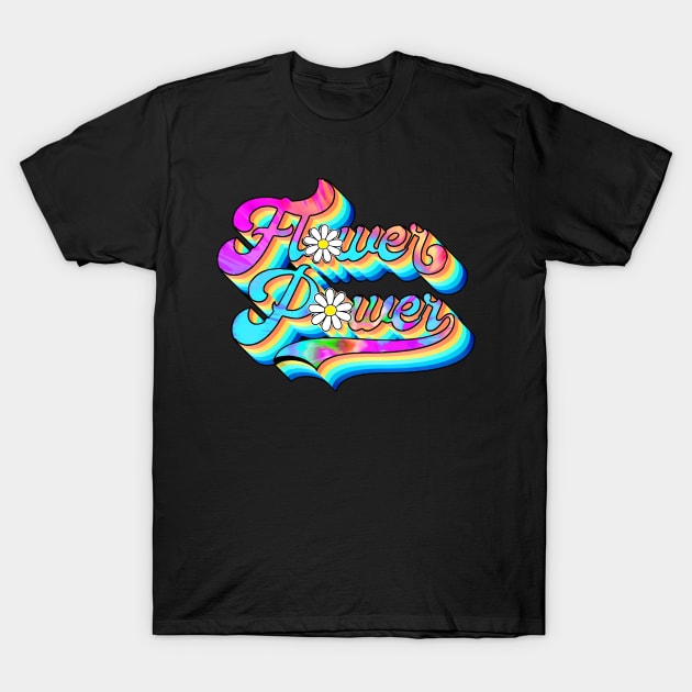 Flower Power 60's 70s Retro Vintage Hippie Gardening rainbow T-Shirt by Kdeal12